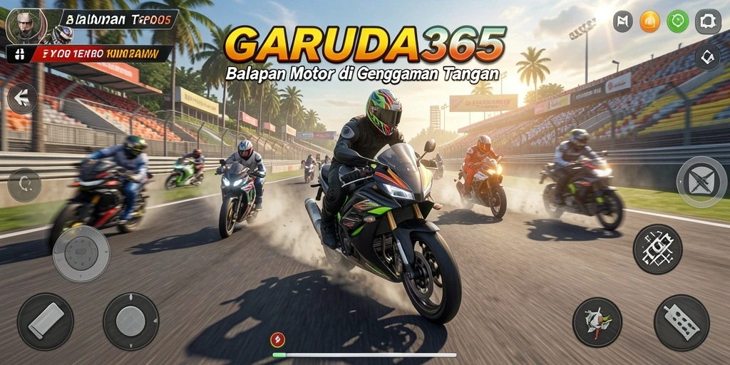 Tangkapan layar menunjukkan aksi balapan motor yang cepat dan mendebarkan.