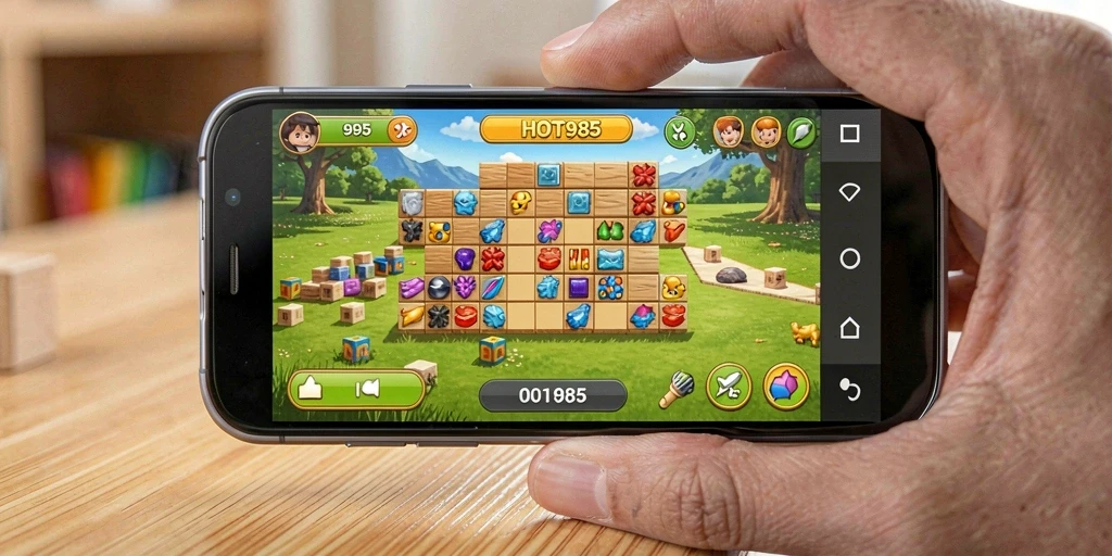 Screenshot gameplay <strong>HOT985</strong> menampilkan momen seru menyelesaikan teka-teki.