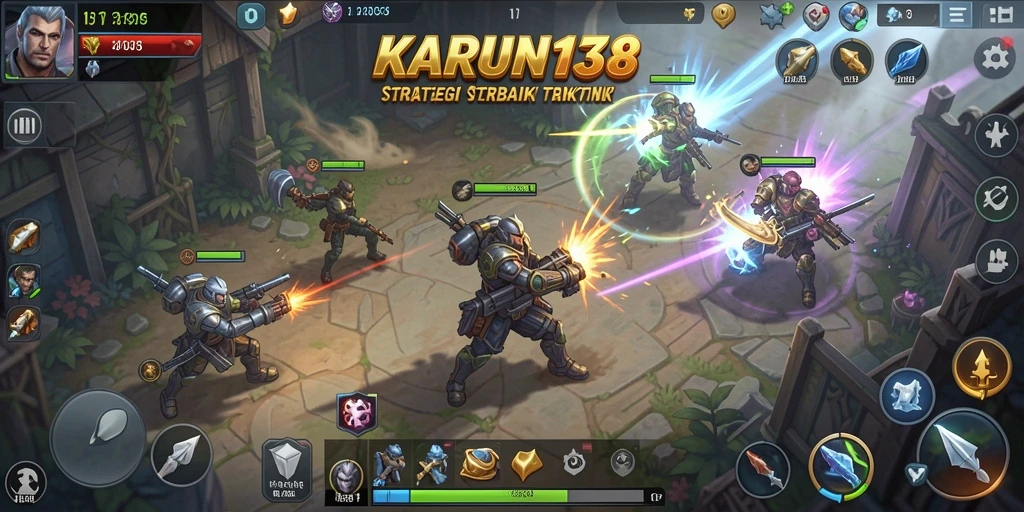 Screenshot utama KARUN138 menampilkan aksi strategi intens.
