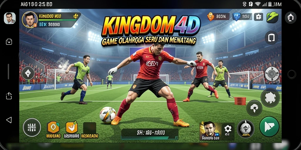 Tampilan gameplay menyerupai pertandingan olahraga yang nyata.