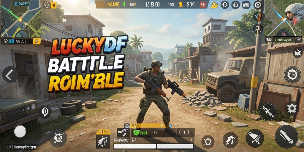 Tampilan gameplay LUCKYDF yang mendebarkan dalam mode Battle Royale.