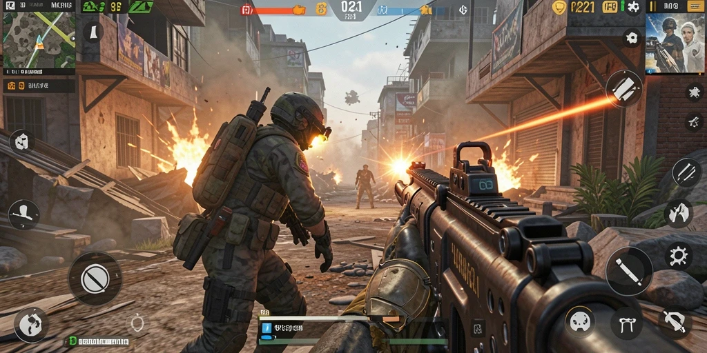 Gameplay seru MPO1221 dengan aksi tembak-menembak yang intens.