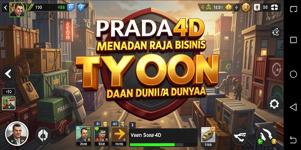 Tangkapan layar PRADA4D menunjukkan momen seru saat membangun bisnis Tycoon.