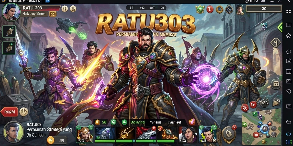 Screenshot menunjukkan gameplay strategi yang mendebarkan di RATU303.