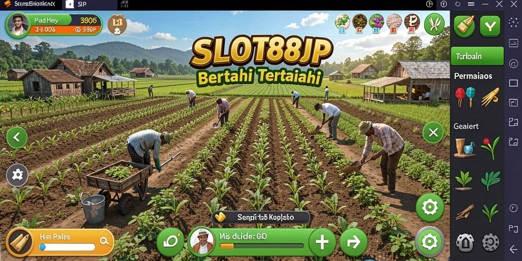 Tangkapan layar utama menunjukkan gameplay menarik dalam bertani.