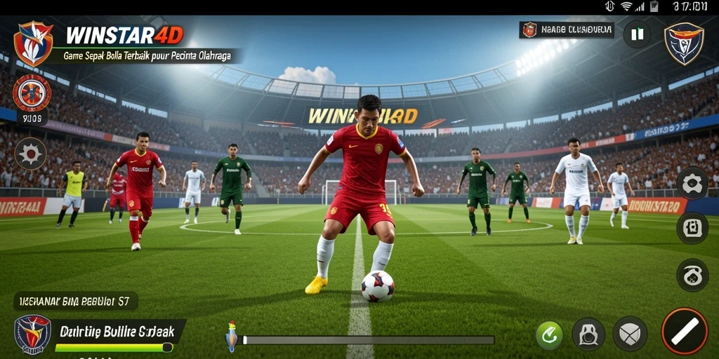Gameplay menarik dalam WINSTAR4D menunjukkan aksi sepak bola yang mendebarkan.
