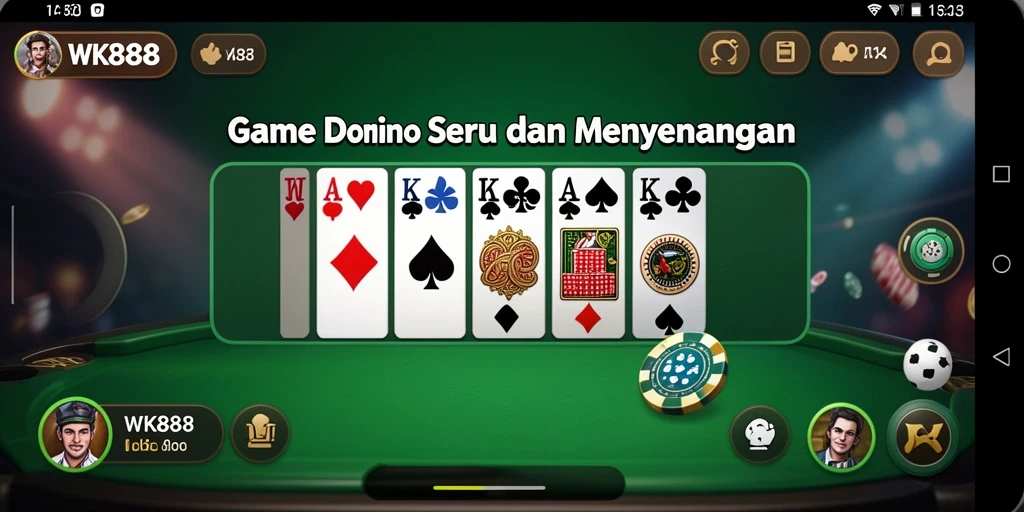 Screenshot gameplay <strong>WK888</strong> menampilkan pemain berkompetisi dalam permainan domino.