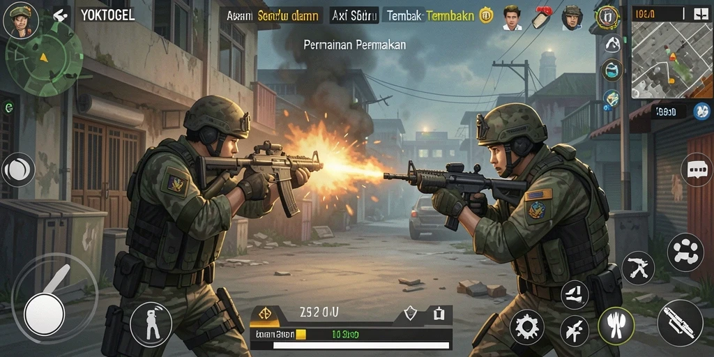 Tangkapan layar gameplay YOKTOGEL menunjukkan aksi menegangkan di medan perang.