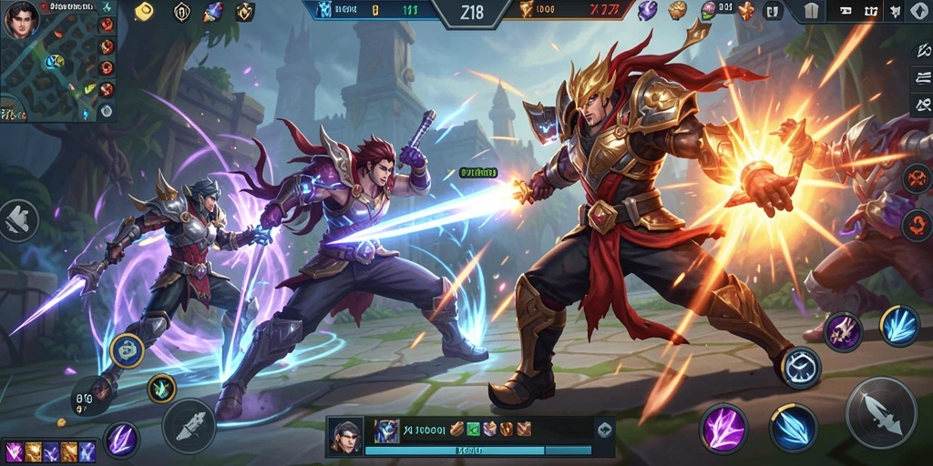 Gameplay seru Z18 yang menampilkan pertarungan di arena MOBA.