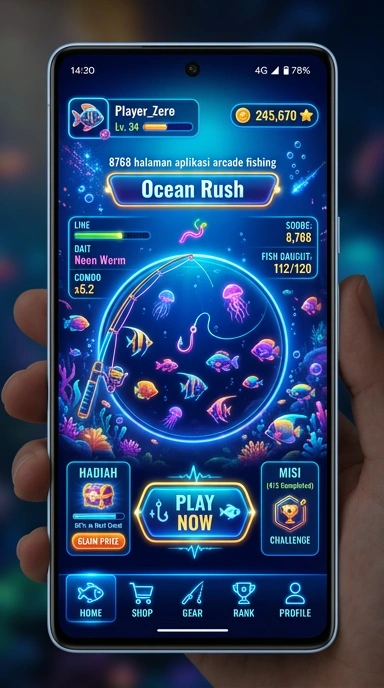 Screenshot aplikasinya menampilkan beragam kategori di 8768 dengan jelas.